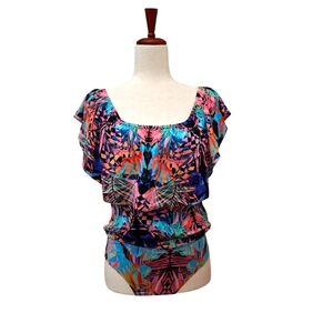 NWT Desigual Multicolor Tropical Print Women's Bodysuit